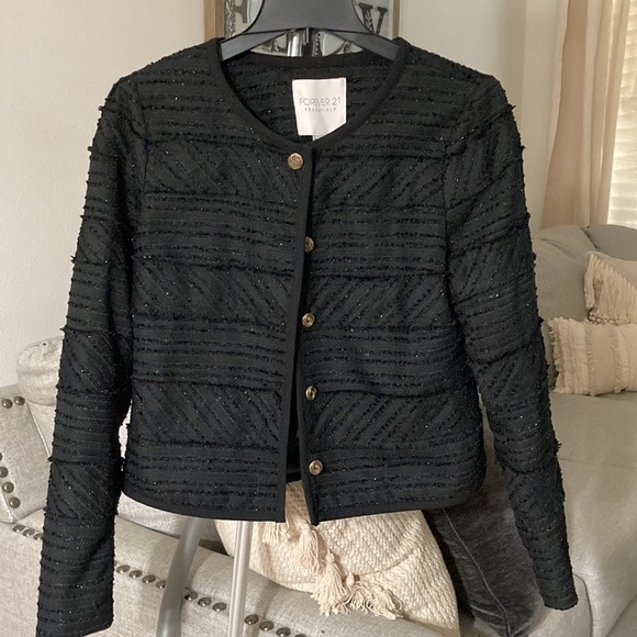 Forever 21 Essentials Black Tweed Blazer - Picture 3 of 7